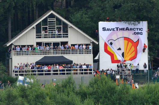 Greenpeace protest against Shell at 2013 Belgian Grand Prix