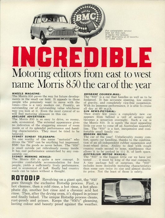 Australian Morris 850 brochure