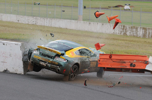 Aston Martin V8 Vantage Rally Calder crash